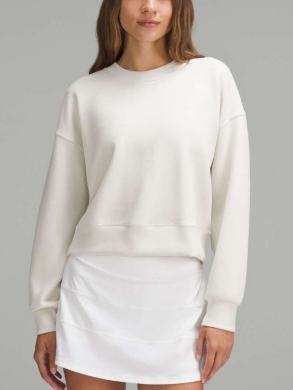 Lululemon Softstreme Cropped Crew Size 4 Pullover Sweatshirt Bone